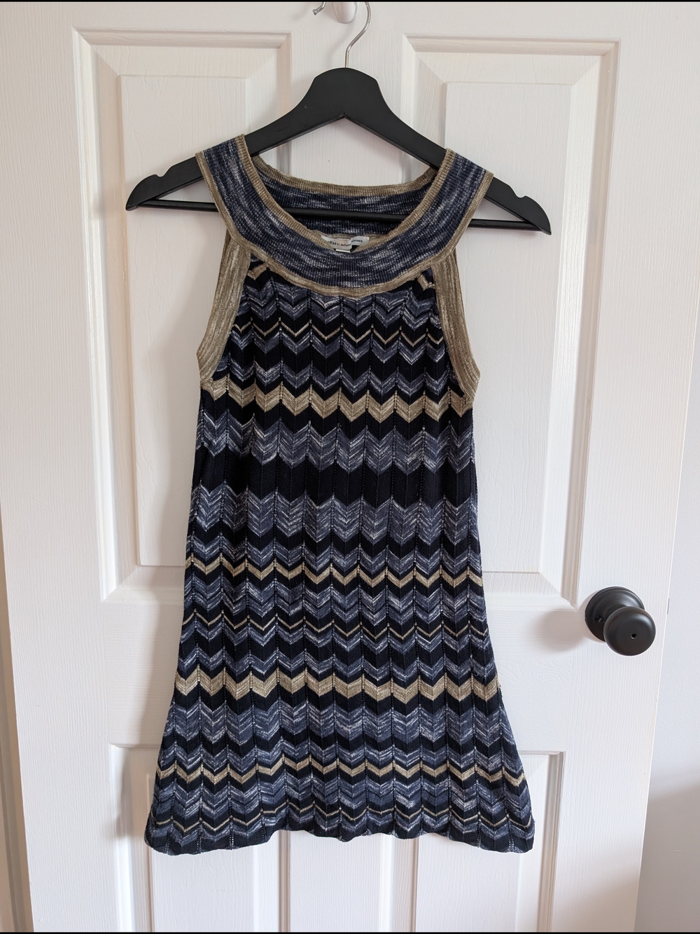 Cotton By Autumn Cashmere Women's Chevron Cotton Halter Sheath Dress XS